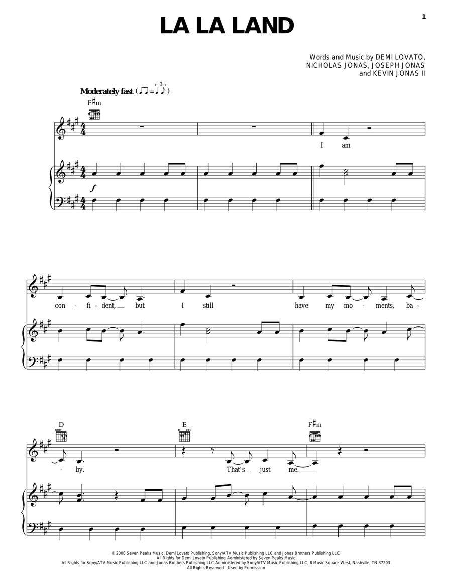 La La Land Piano, Vocal, Guitar scores gallery preview page 1