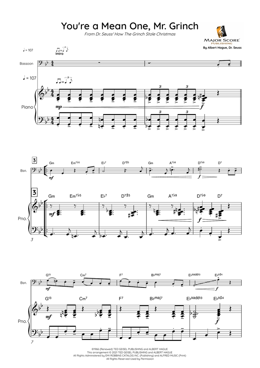 You're A Mean One, Mr. Grinch Bassoon scores gallery preview page 2