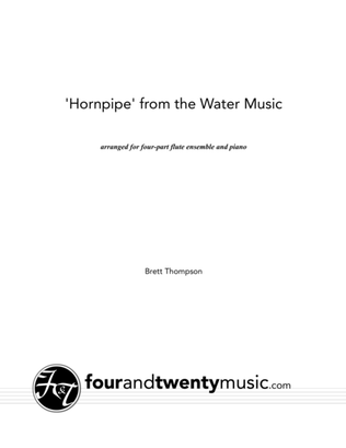 Book cover for 'Hornpipe' from the Water Music, arranged for four flutes and piano
