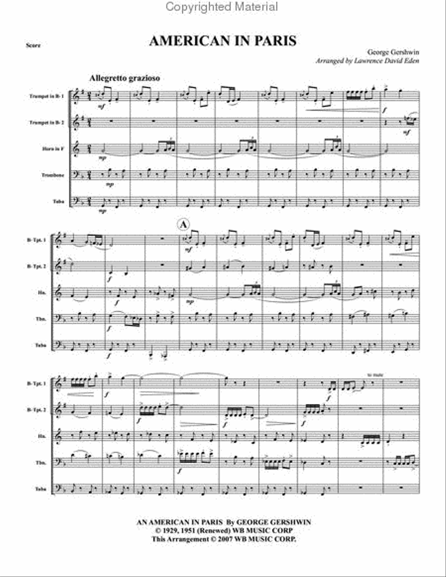 American in Paris Brass Quintet scores gallery preview page 2