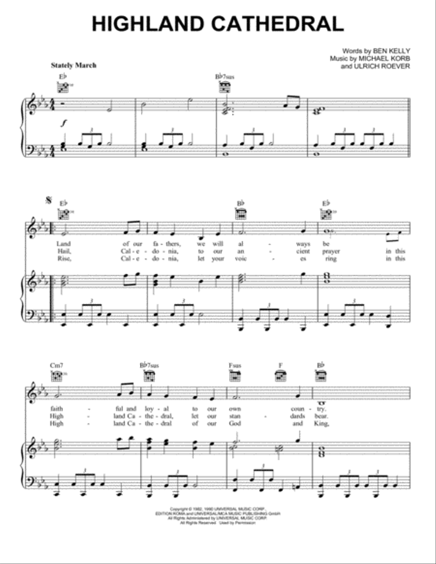 Highland Cathedral Highland Cathedral Piano, Vocal, Guitar scores gallery preview page 1