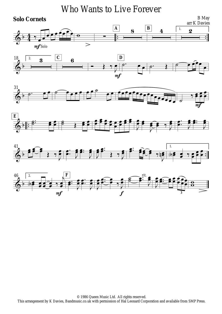 Who Wants To Live Forever Small Ensemble scores gallery preview page 4