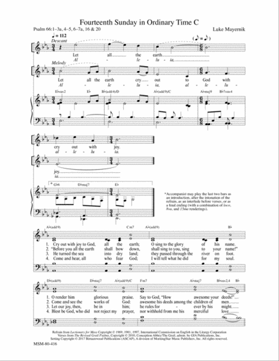 Fourteenth Sunday in Ordinary Time C 4-Part scores gallery preview page 1