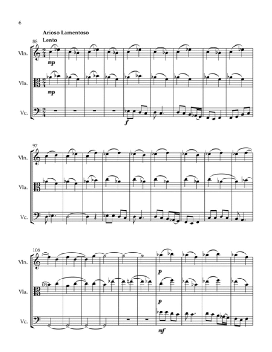 On the Banks of the Danube, The Highwayman and Arioso Lamentoso String Trio scores gallery preview page 6