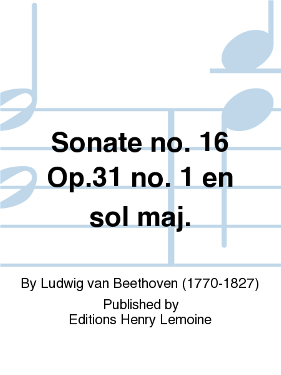 Sonate No. 16 Op. 31 No. 1 en Sol maj. Piano Solo scores gallery preview page 1