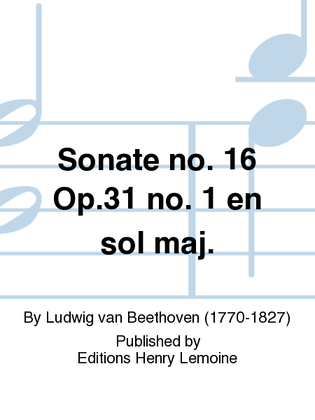 Book cover for Sonate No. 16 Op. 31 No. 1 en Sol maj.