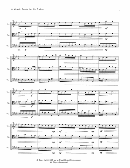 Vivaldi, A. - Sonata No. 6 Mvt. 1 for Violin, Viola and Cello image number null