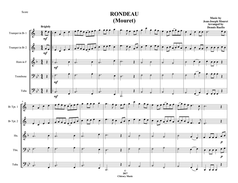 Rondeau (Mouret) - Brass Quintet - Intermediate Brass Quintet scores gallery preview page 1