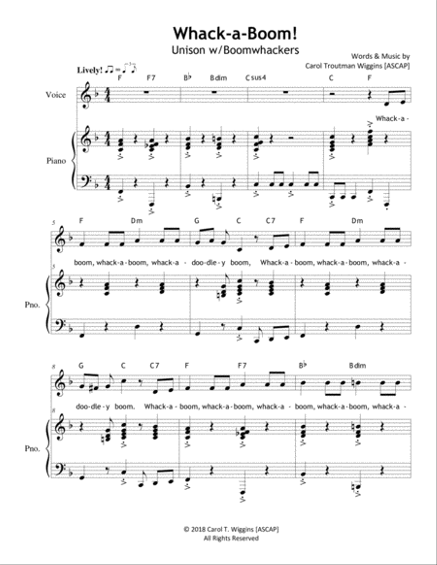 Whack-A-Boom Whack-A-Boom Unison Choir scores gallery preview page 1