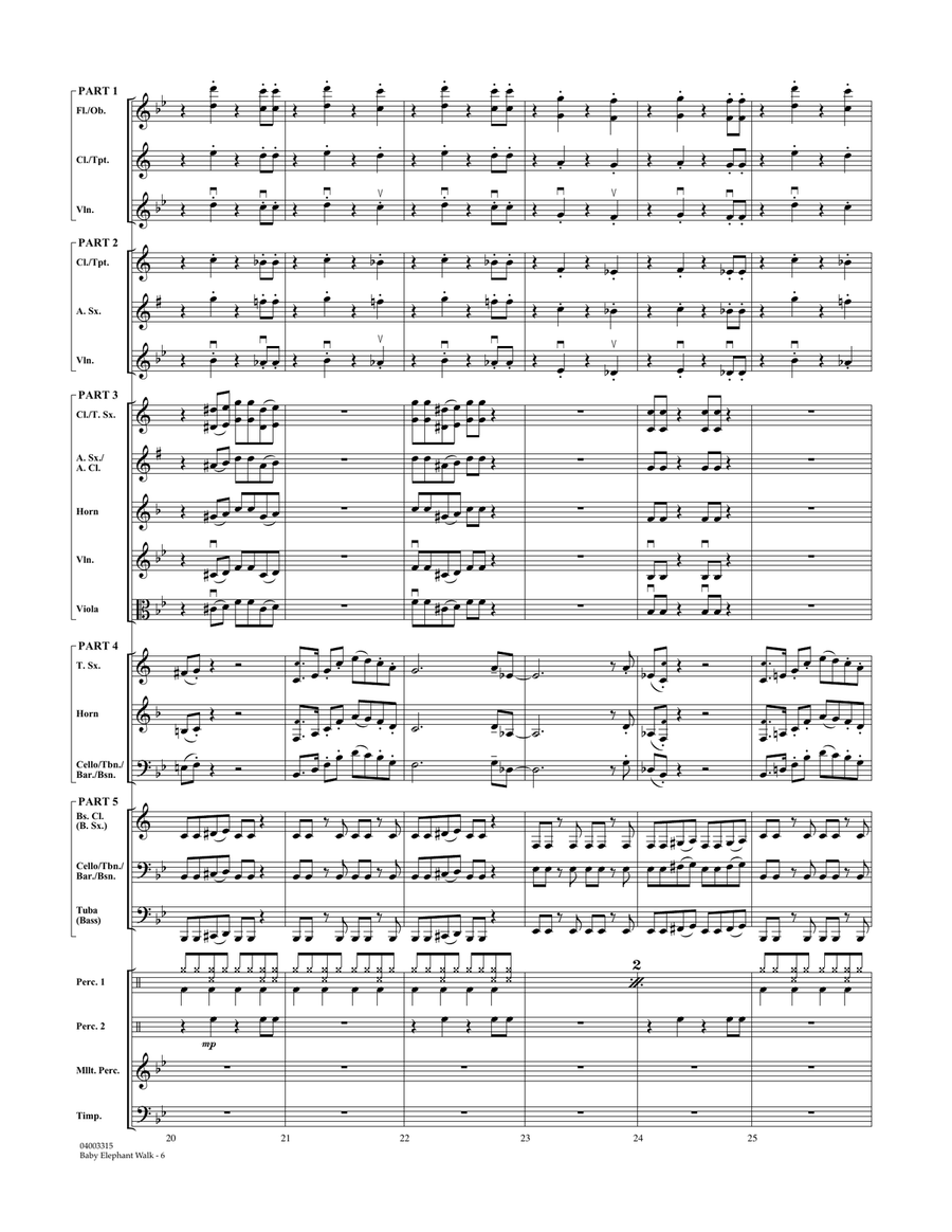 Baby Elephant Walk - Full Score Concert Band scores gallery preview page 6