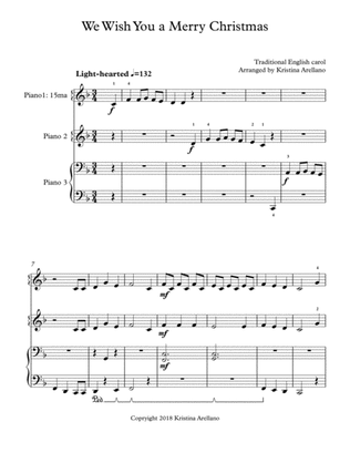 We Wish You a Merry Christmas Piano Trio (1 piano, 6 hands)