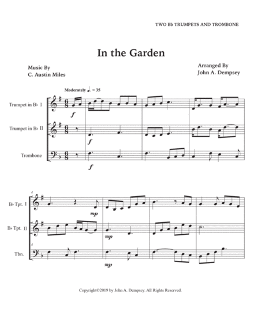 In the Garden (Brass Trio): Two Trumpets and Trombone Brass Trio scores gallery preview page 5