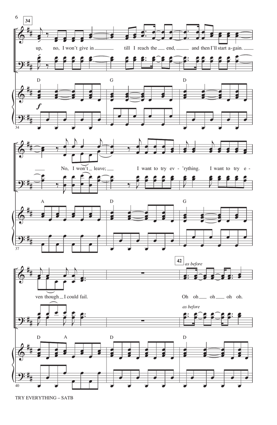 Try Everything (from Zootopia) (arr. Alan Billingsley) 4-Part scores gallery preview page 5