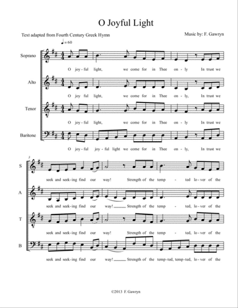 O Joyful Light A Cappella scores gallery preview page 1