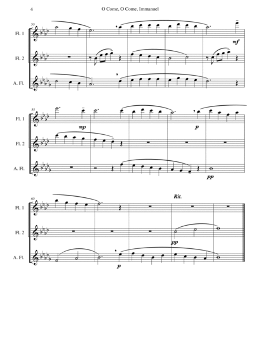 O Come, O Come, Immanuel (Emmanuel) - Flute Trio Flute Trio scores gallery preview page 4