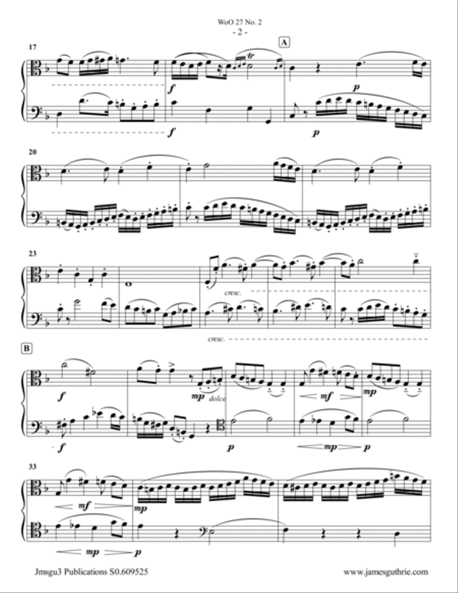 Beethoven: Duet WoO 27 No. 2 for Viola & Cello String Duet scores gallery preview page 2