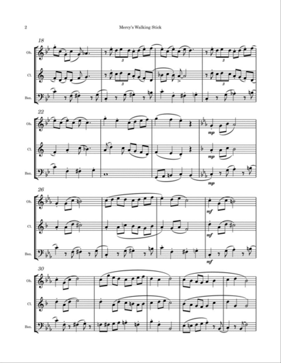 Mercy' Walking Stick Mercy' Walking Stick Woodwind Trio scores gallery preview page 2
