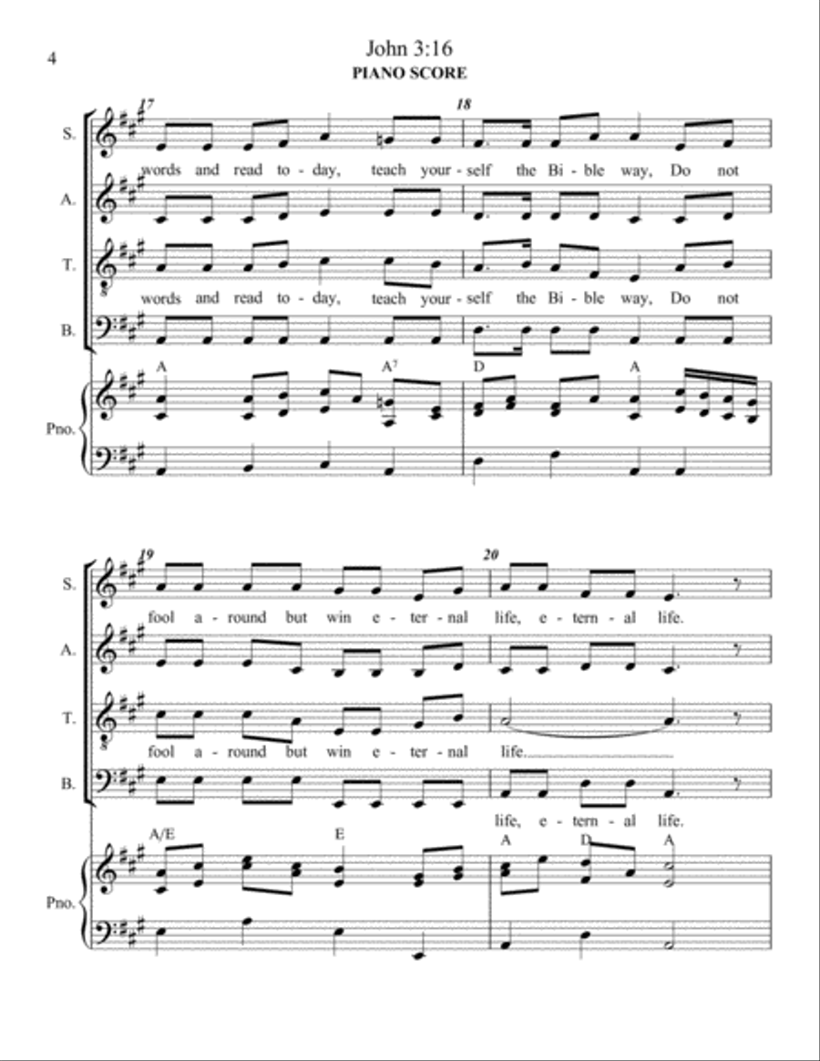 John 3:16 John 3:16 4-Part scores gallery preview page 4