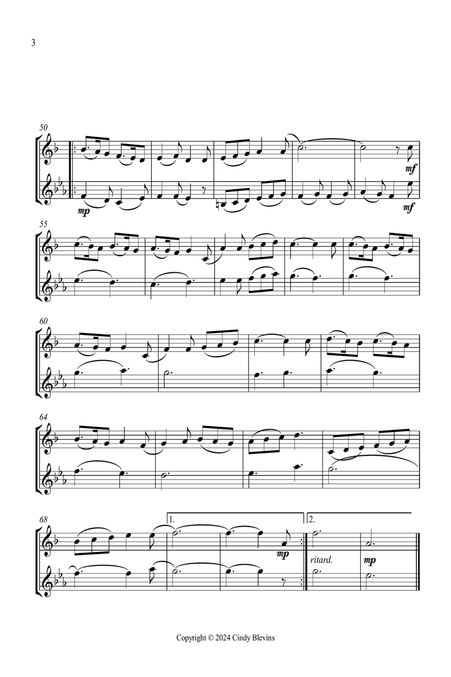 Gesu Bambino, for Clarinet and Violin Clarinet scores gallery preview page 4