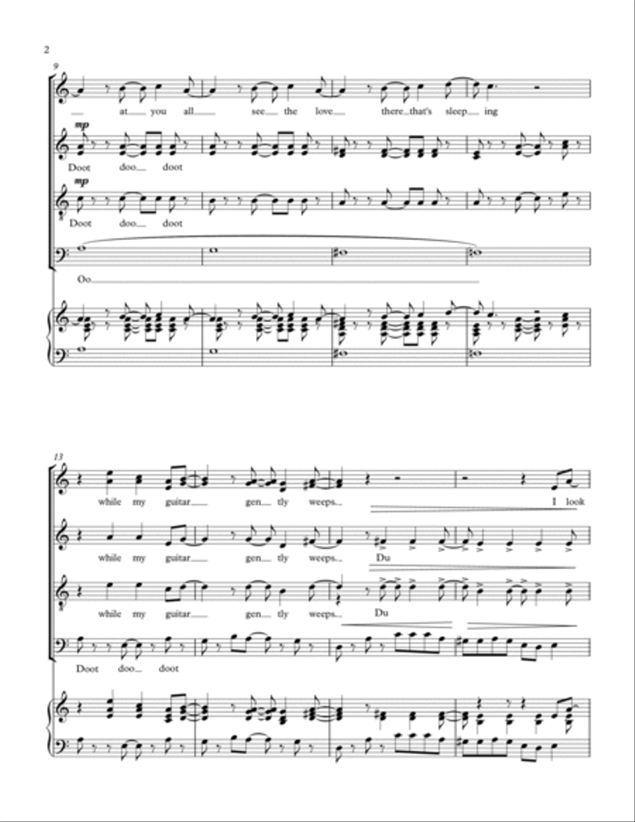 While My Guitar Gently Weeps 4-Part scores gallery preview page 2
