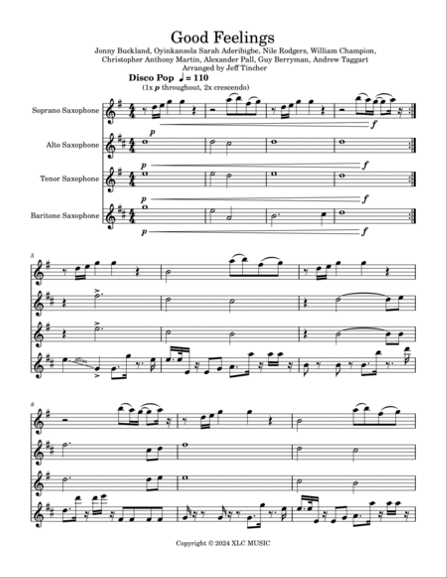 Good Feelings Saxophone Quartet scores gallery preview page 2
