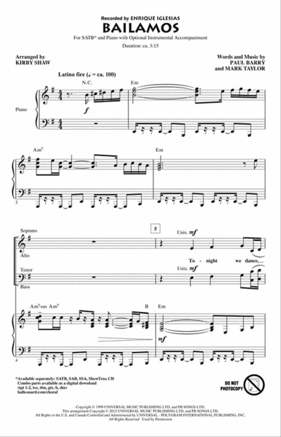 Bailamos Bailamos Show Choir scores gallery preview page 2
