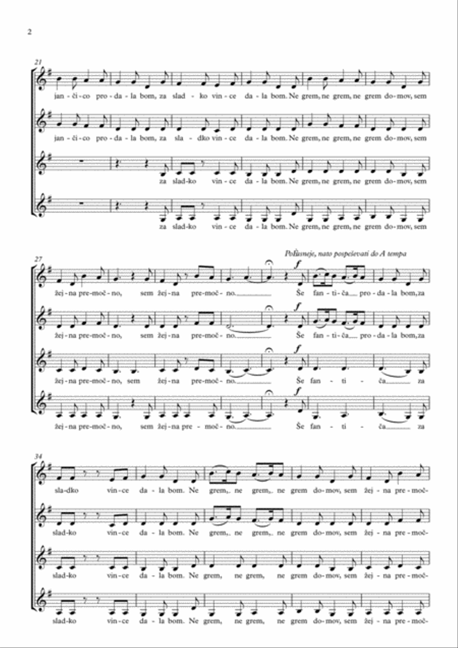 Še kikl'co prodala bom Choir scores gallery preview page 2