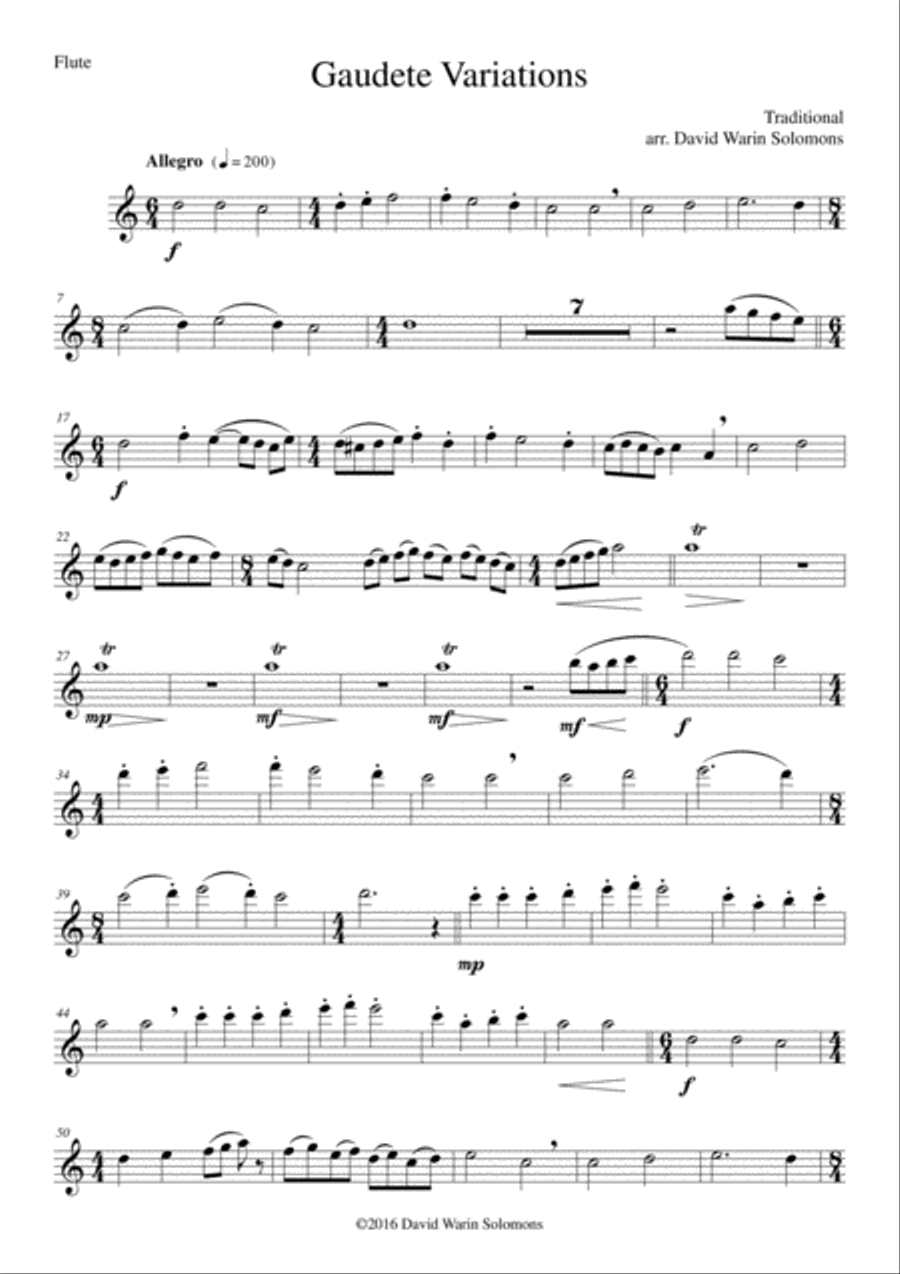 Gaudete Variations for wind trio (flute, oboe, bassoon) Woodwind Trio scores gallery preview page 5