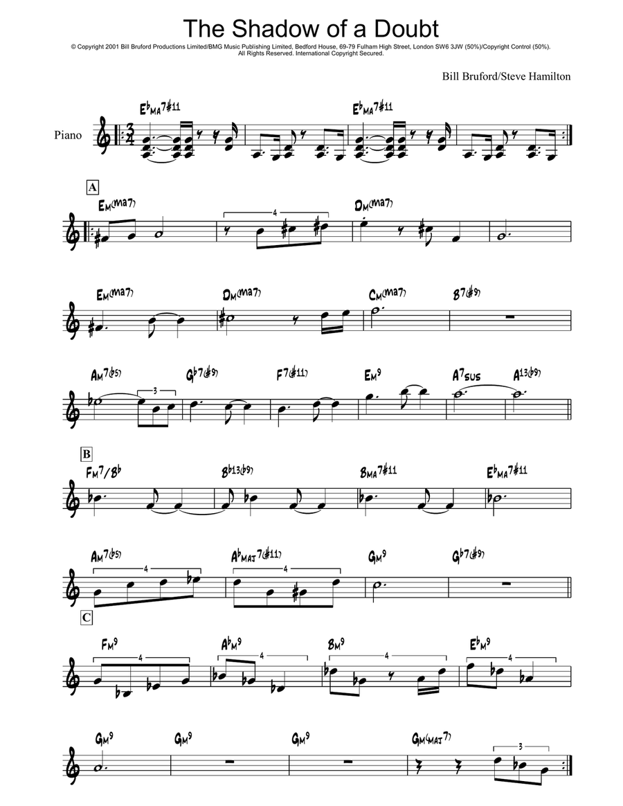 The Shadow Of A Doubt The Shadow Of A Doubt Piano Solo scores gallery preview page 1