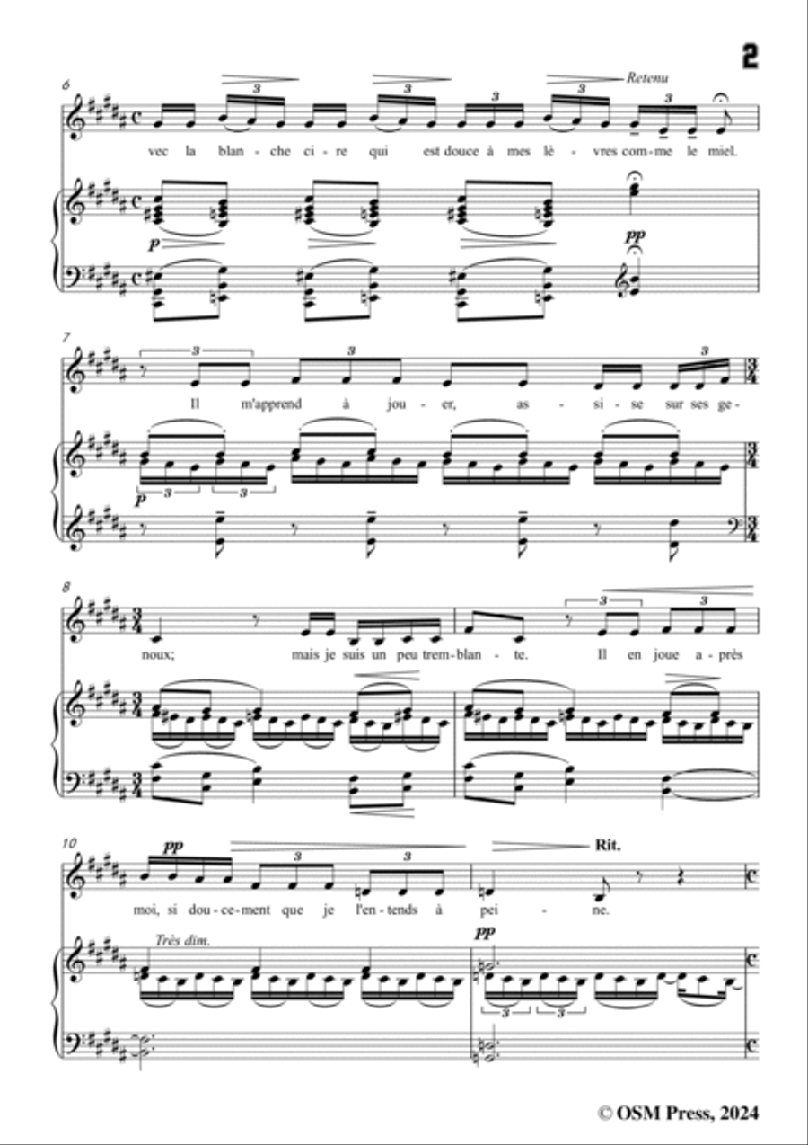 Debussy-La flûte de Pan(Pour le jour des Hyacinthies),CD 97 No.1(L.90 No.1),in B Major Voice scores gallery preview page 3