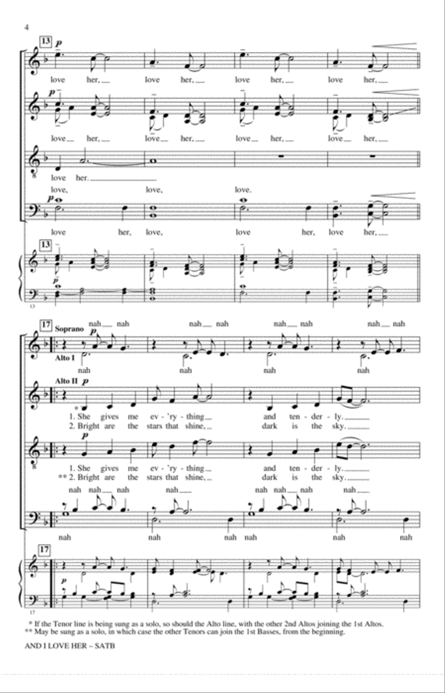 And I Love Her And I Love Her 4-Part scores gallery preview page 3