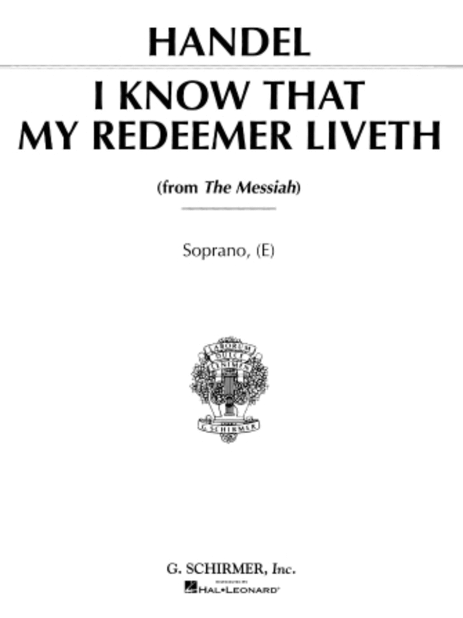I Know That My Redeemer Liveth (from Messiah)