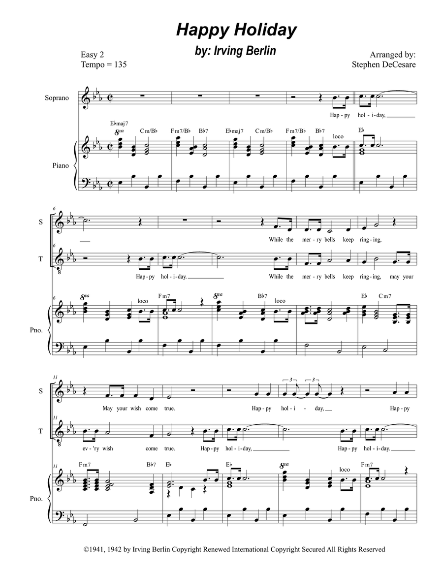 Happy Holiday Vocal Duet scores gallery preview page 1