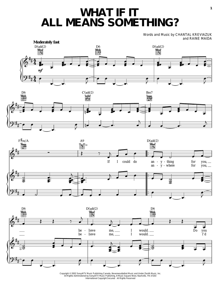 What If It All Means Something? Piano, Vocal, Guitar scores gallery preview page 1