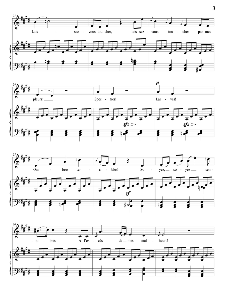 GLUCK: Laissez-vous toucher par mes pleurs (transposed to E major) Piano, Vocal scores gallery preview page 4