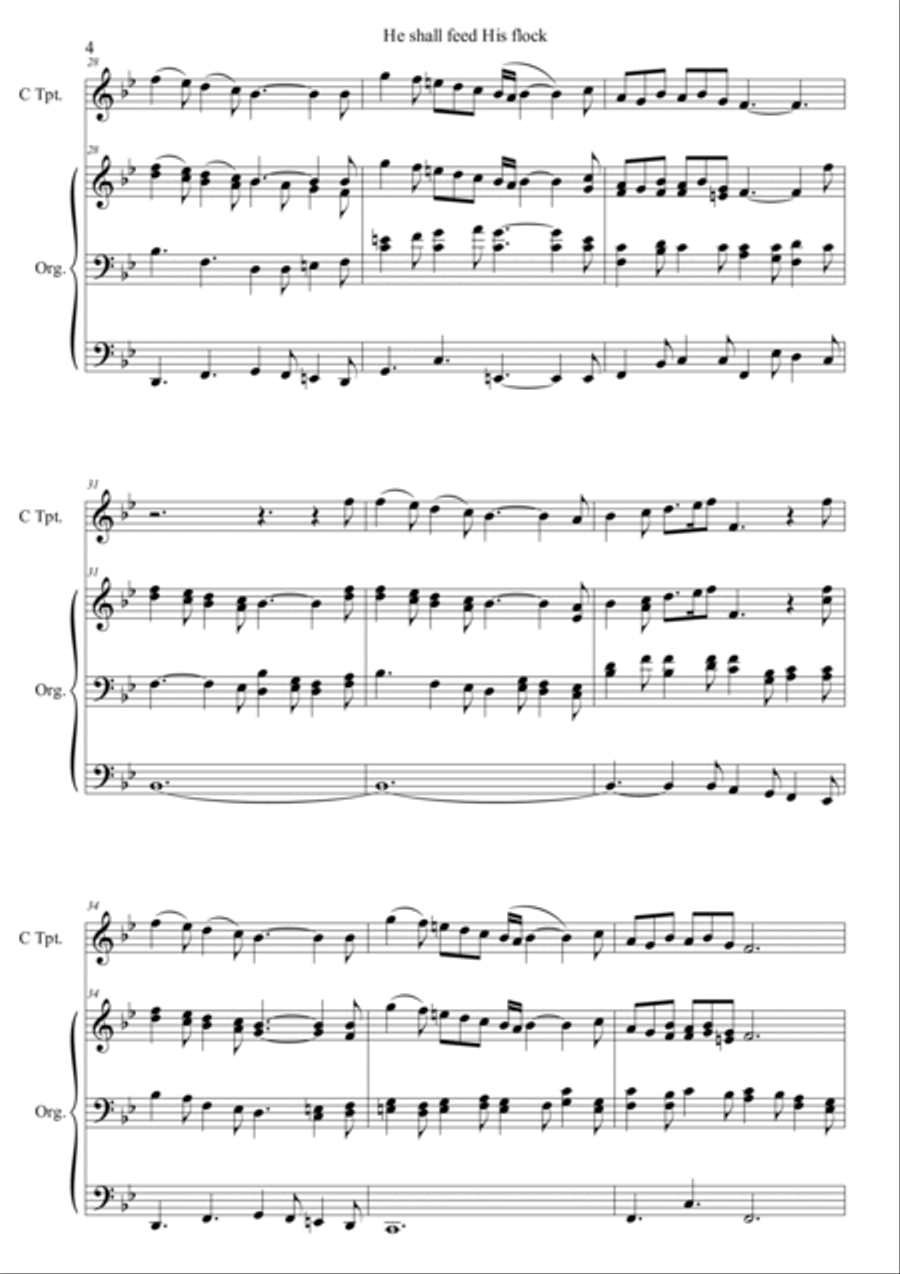 He shall feed His flock for Trumpet and Organ Trumpet Duet scores gallery preview page 5