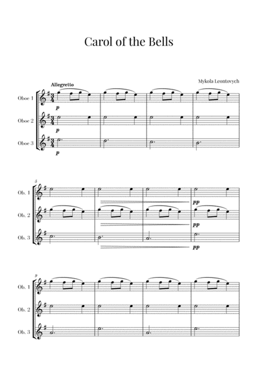 Carol of the Bells for 3 Oboes (Oboe Trio) image number null