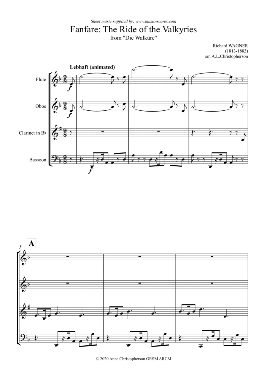 The ride of the Valkyries: Fanfare - Wind Quartet Woodwind Quartet scores gallery preview page 1