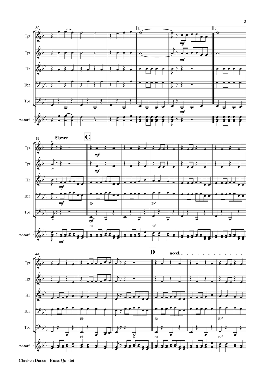 The Chicken Dance Euphonium scores gallery preview page 3