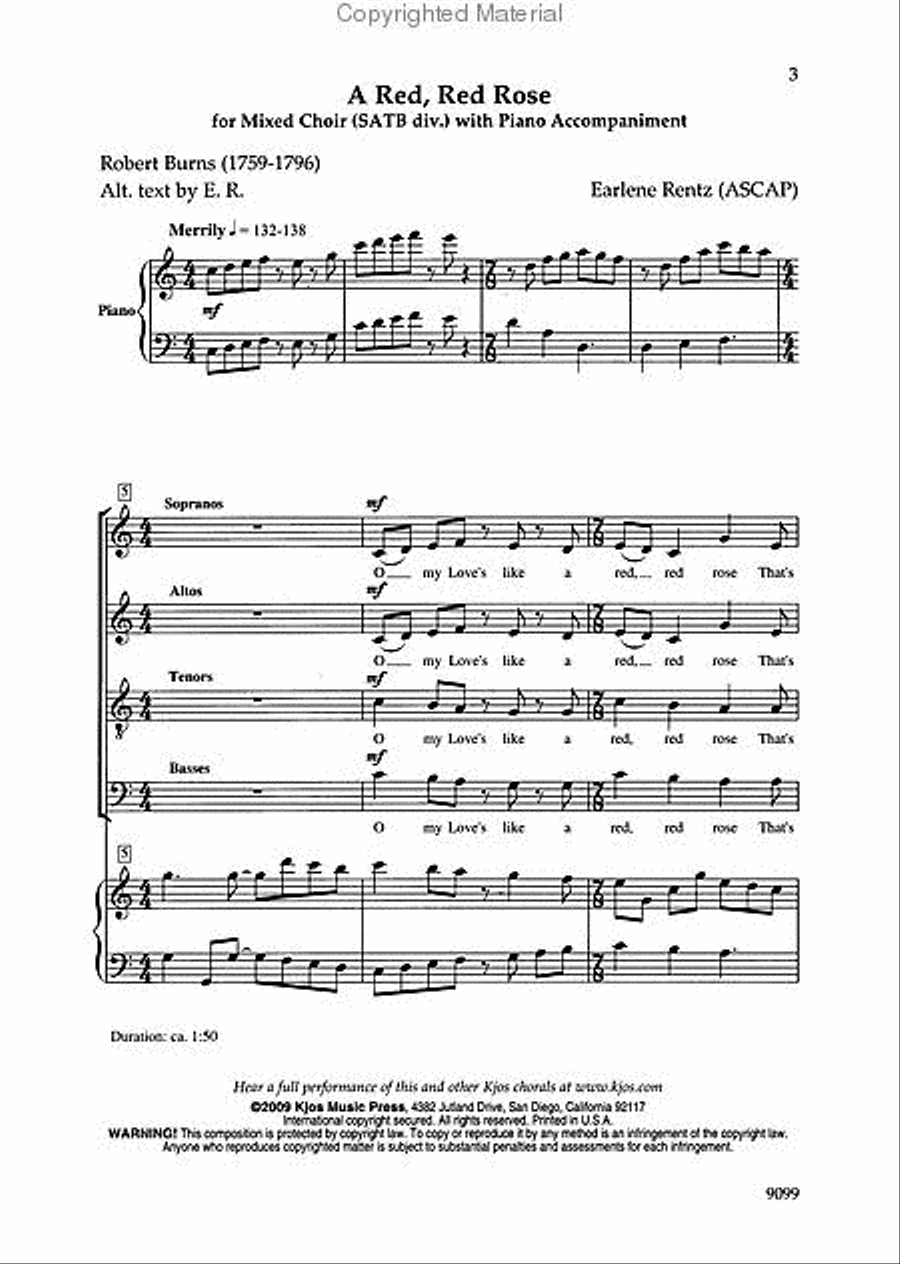 A Red, Red Rose A Red, Red Rose 4-Part scores gallery preview page 2