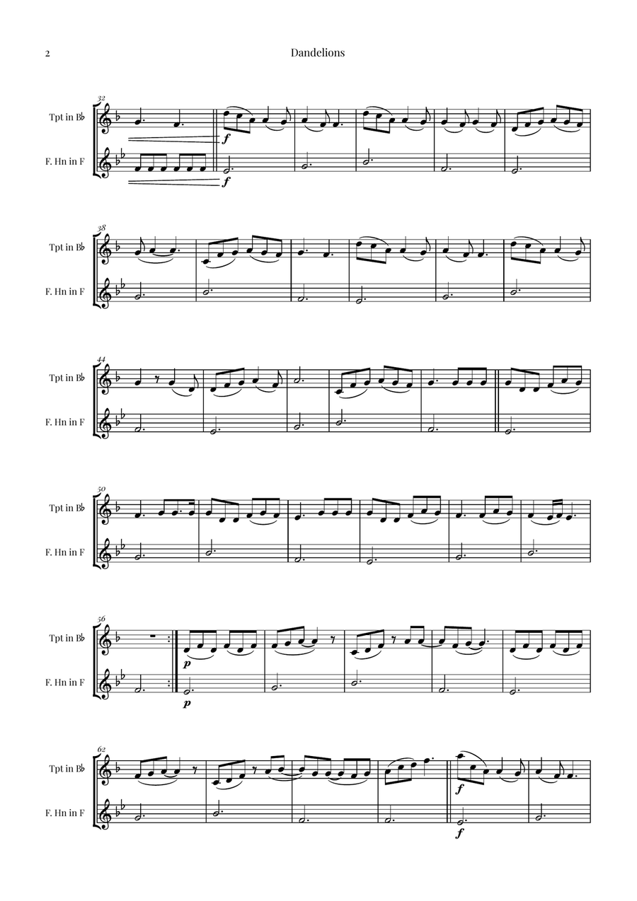 Dandelions Brass Duet scores gallery preview page 2