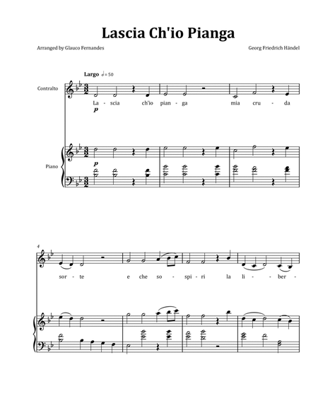 Lascia Ch'io Pianga by Händel - Contralto & Piano in B-flat Major image number null