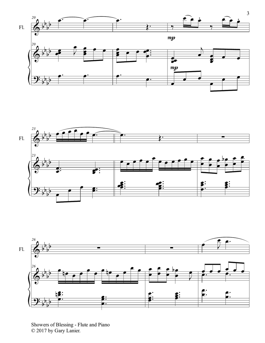 SHOWERS OF BLESSING (Duet – Flute & Piano with Score/Part) Flute Solo scores gallery preview page 4
