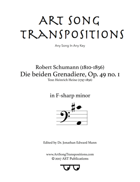 SCHUMANN: Die beiden Grenadiere, Op. 49 no. 1 (transposed to F-sharp minor, bass clef)