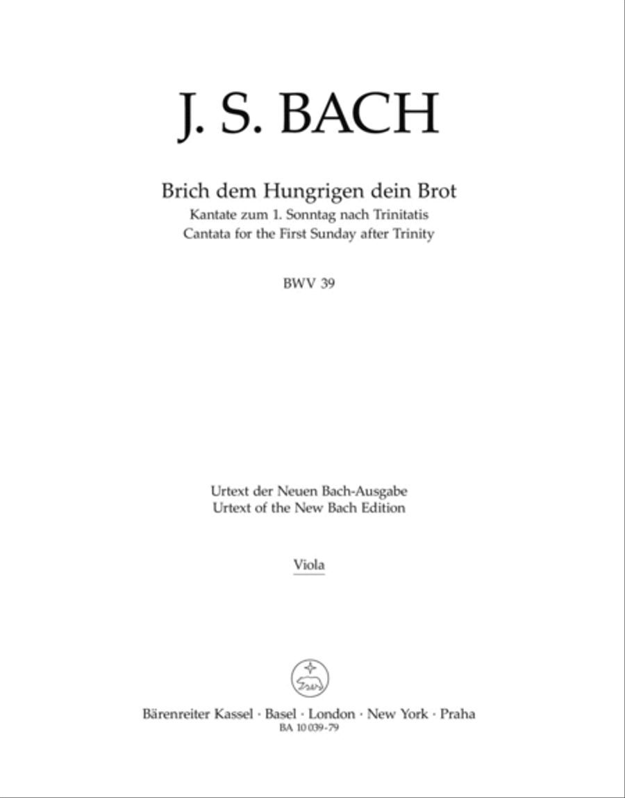 Break with hungry men thy bread, BWV 39 Viola scores gallery preview page 1