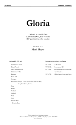 Book cover for Gloria - Chamber Orchestra Score and Parts