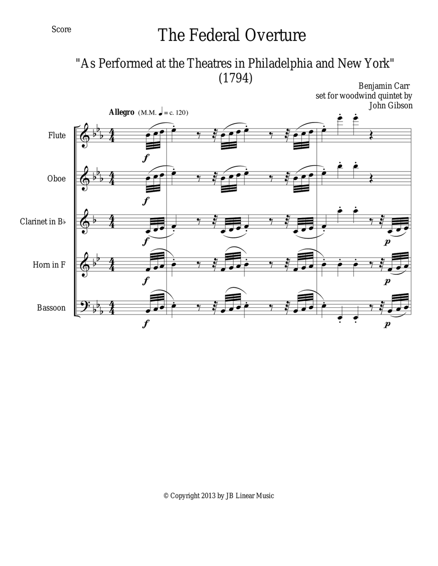 1794! Federal Overture for Woodwind Quintet Woodwind Quintet scores gallery preview page 2