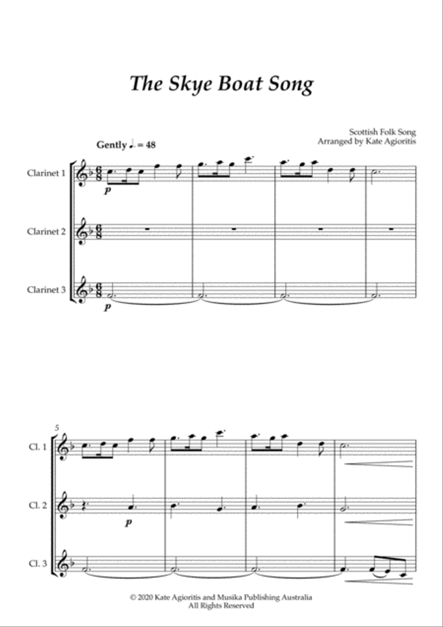 The Skye Boat Song (Theme from 'Outlander') for Clarinet Trio Clarinet Trio scores gallery preview page 2