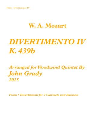Divertimento #4 for Woodwind Quintet, K. 439