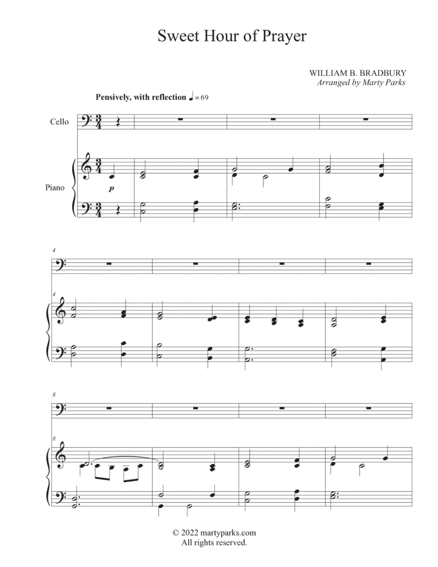 Sweet Hour of Prayer (Cello-Piano) Sweet Hour of Prayer (Cello-Piano) Piano scores gallery preview page 1